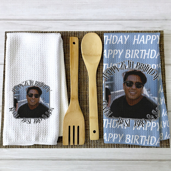 Photo Birthday Waffle Weave Towels - 2 Print Styles