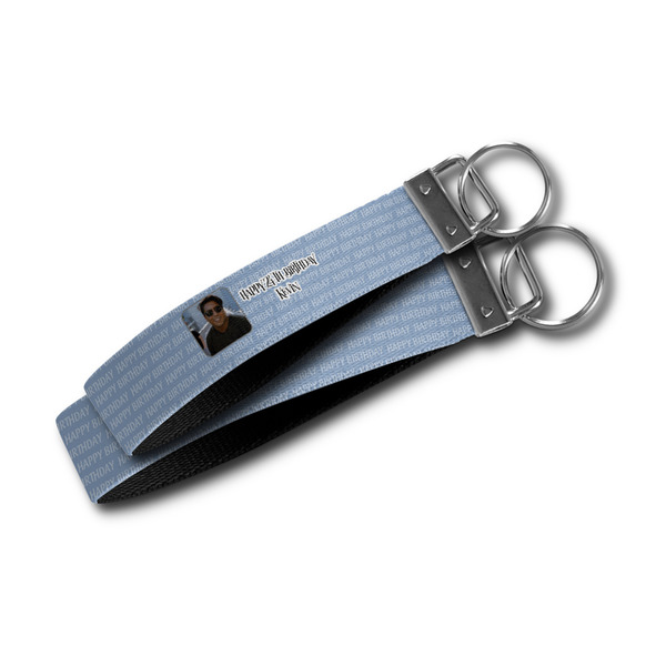 Photo Birthday Webbing Keychain FOBs - Size Comparison