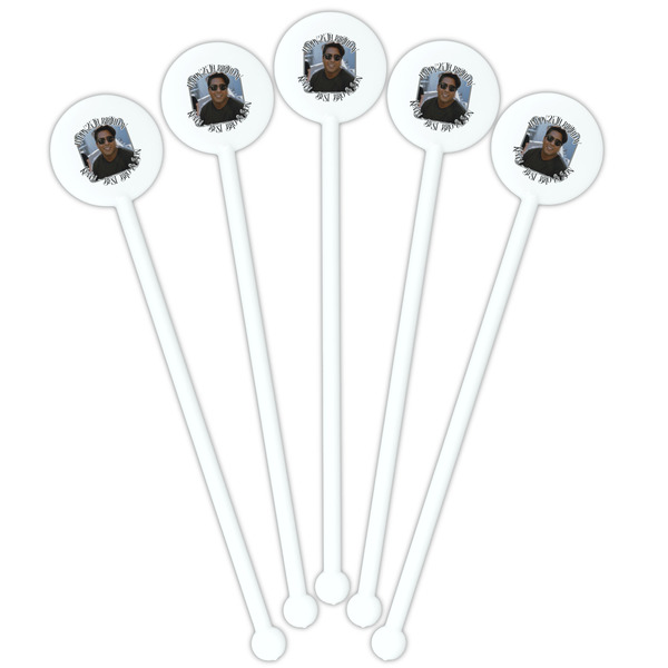 Photo Birthday White Plastic 5.5" Stir Stick - Fan View