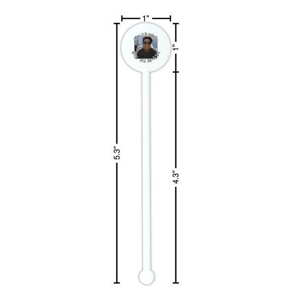Photo Birthday White Plastic 5.5" Stir Stick - Round - Dimensions