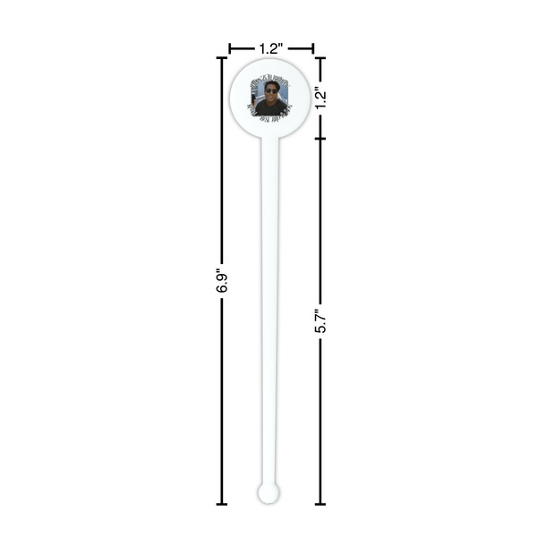Photo Birthday White Plastic 7" Stir Stick - Round - Dimensions