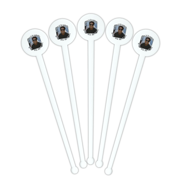Photo Birthday White Plastic 7" Stir Stick - Round - Fan View