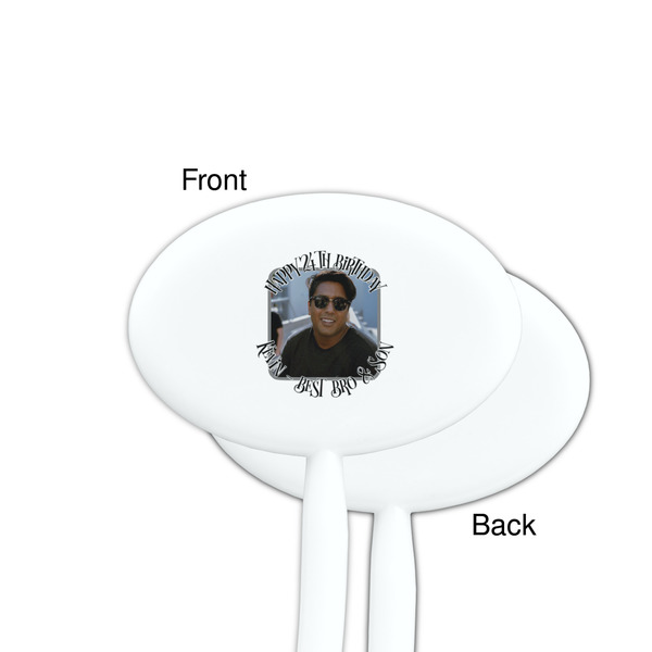 Photo Birthday White Plastic 7" Stir Stick - Single Sided - Oval - Front & Back