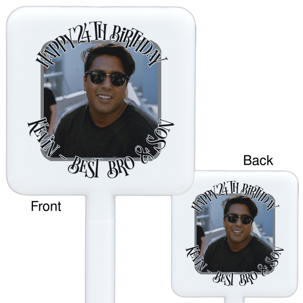 Photo Birthday White Plastic Stir Stick - Double Sided - Approval