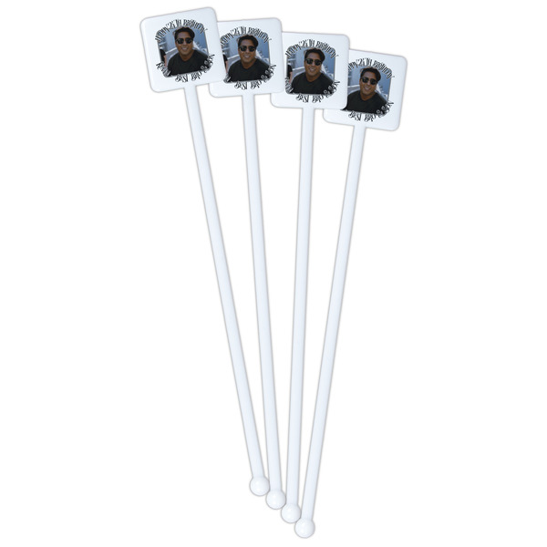 Photo Birthday White Plastic Stir Stick - Single Sided - Square - Front