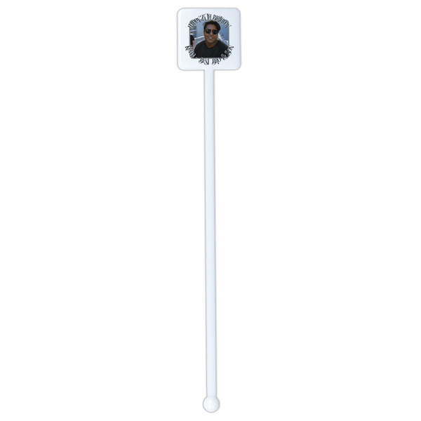 Photo Birthday White Plastic Stir Stick - Single Sided - Square - Single Stick