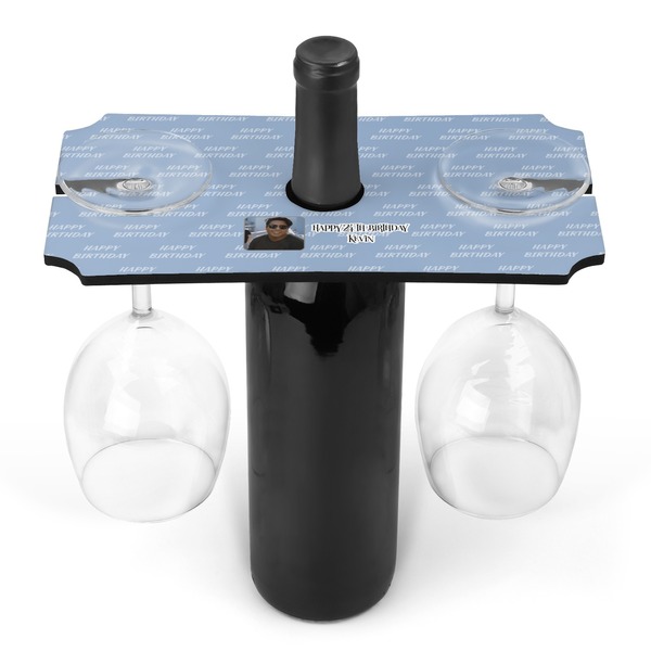 Custom Photo Birthday Wine Bottle & Glass Holder (Personalized)