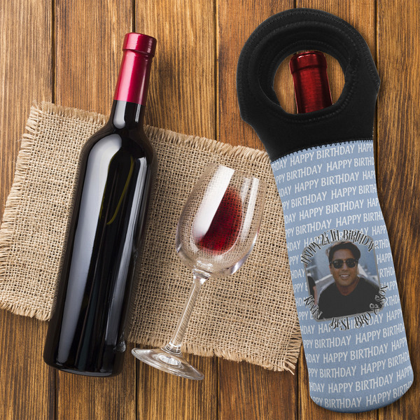 Photo Birthday Wine Tote Bag - FLATLAY