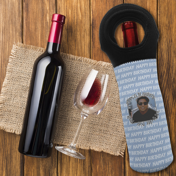 Photo Birthday Wine Tote Bag - FLATLAY