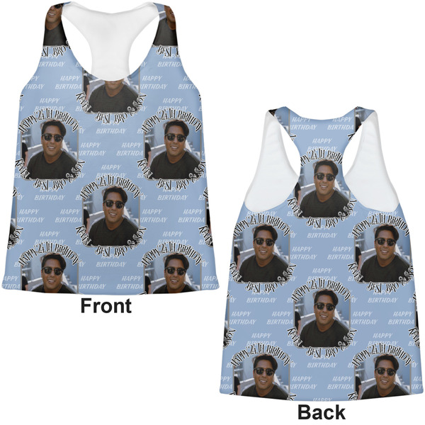 Photo Birthday Womens Racerback Tank Tops - Medium - Front and Back