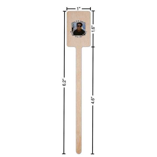 Photo Birthday Wooden 6.25" Stir Stick - Rectangular - Dimensions