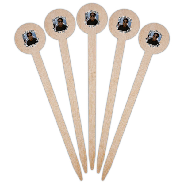 Photo Birthday Wooden 6" Food Pick - Round - Fan View