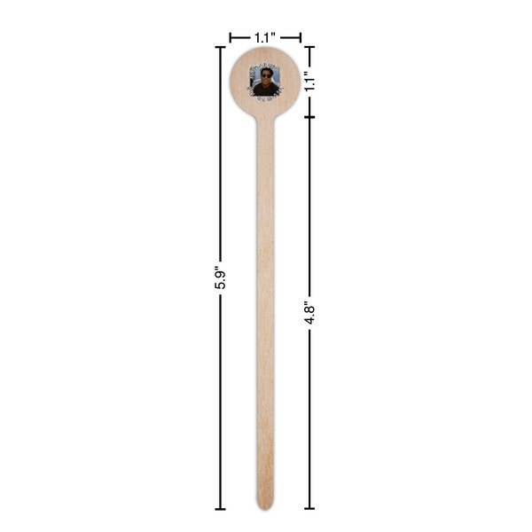 Photo Birthday Wooden 6" Stir Stick - Round - Dimensions