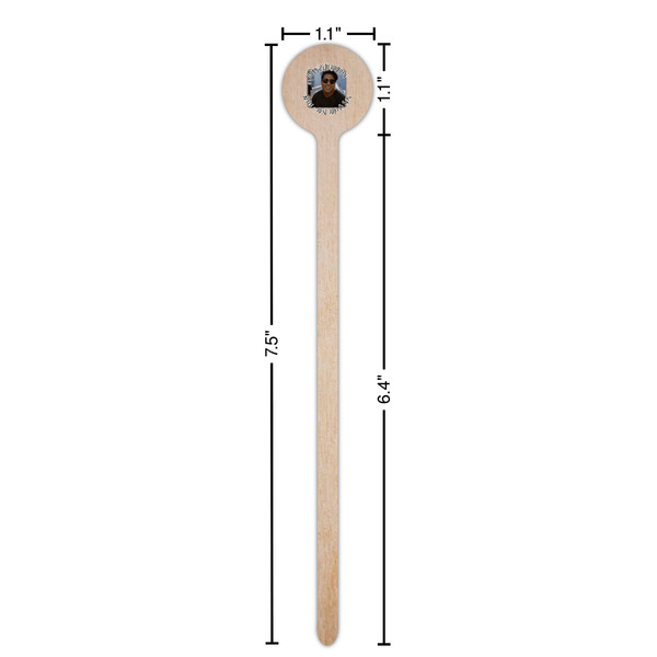 Photo Birthday Wooden 7.5" Stir Stick - Round - Dimensions