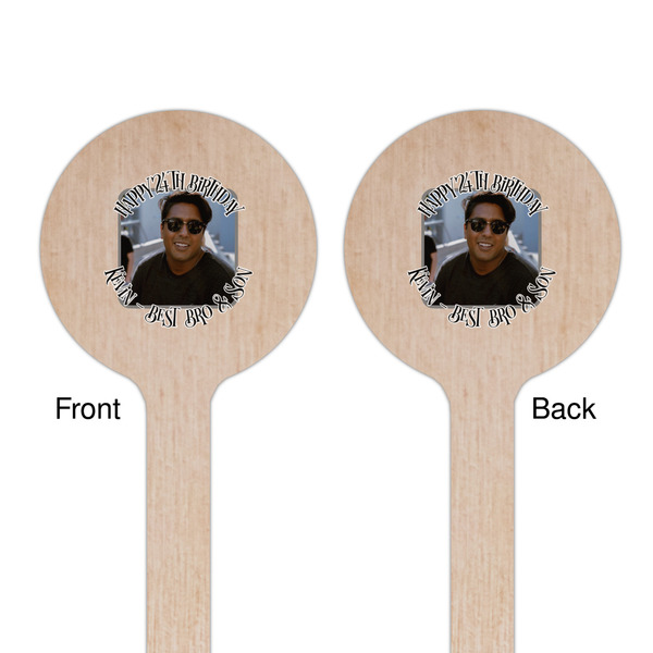 Photo Birthday Wooden 7.5" Stir Stick - Round - Double Sided - Front & Back