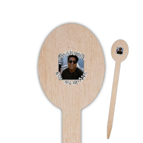 Custom Photo Birthday Oval Wooden Food Picks - Single Sided