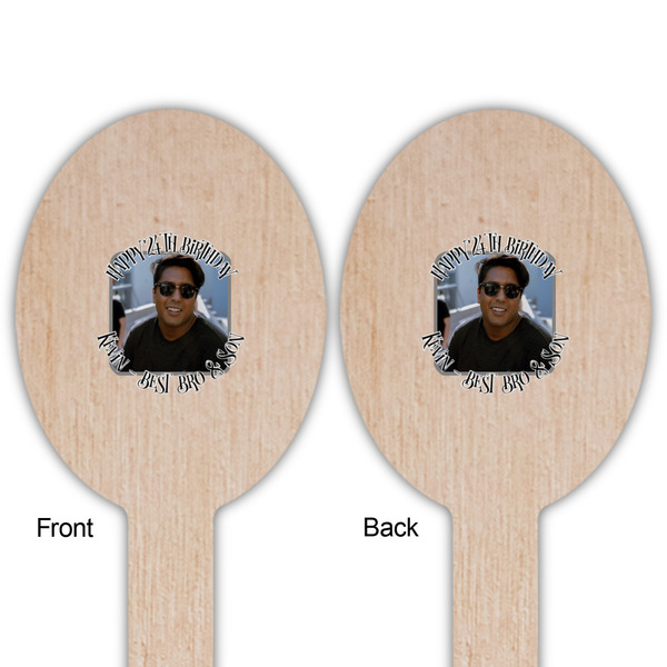 Photo Birthday Wooden Food Pick - Oval - Double Sided - Front & Back