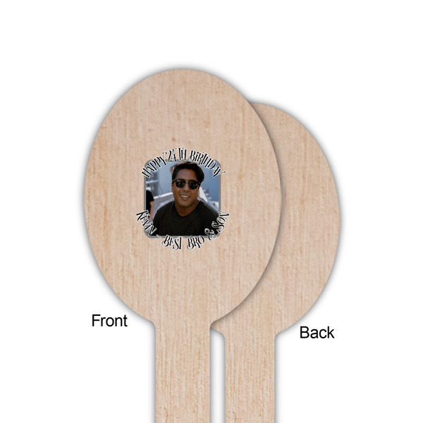 Photo Birthday Wooden Food Pick - Oval - Single Sided - Front & Back