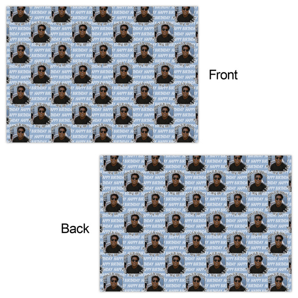 Photo Birthday Wrapping Paper Sheet - Double Sided - Front & Back