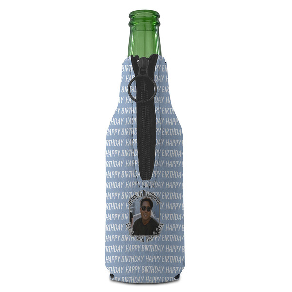 Photo Birthday Zipper Bottle Cooler - BACK (bottle)