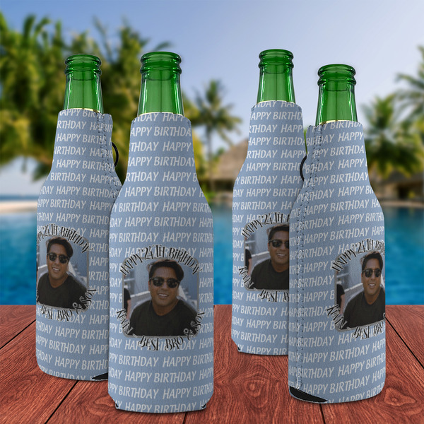 Photo Birthday Zipper Bottle Cooler - Set of 4 - LIFESTYLE