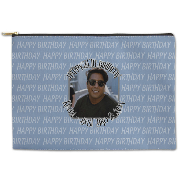Custom Photo Birthday Zipper Pouch - Large - 12.5"x8.5" (Personalized)