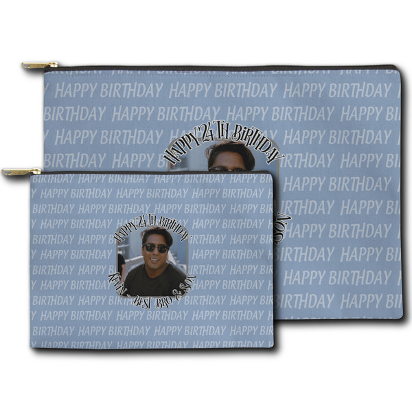 Photo Birthday Zippered Pouches - Size Comparison