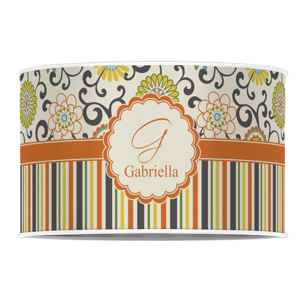 Swirls, Floral & Stripes 12" Drum Lampshade - FRONT (Poly Film)
