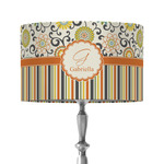Swirls, Floral & Stripes 12" Drum Lamp Shade - Fabric (Personalized)