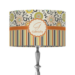 Swirls, Floral & Stripes 12" Drum Lamp Shade - Fabric (Personalized)