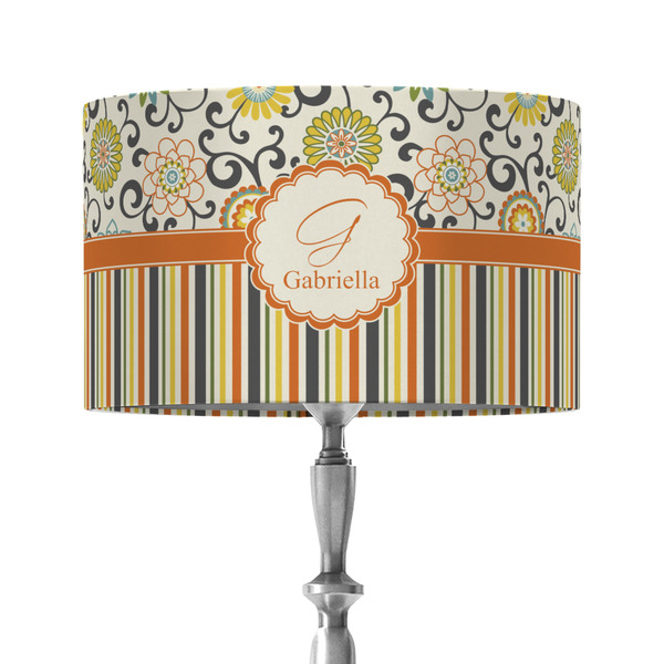 Custom Swirls, Floral & Stripes 12" Drum Lamp Shade - Fabric (Personalized)