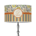 Swirls, Floral & Stripes 12" Drum Lamp Shade - Poly-film (Personalized)