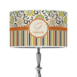 Swirls, Floral & Stripes 12" Drum Lamp Shade - Poly-film (Personalized)