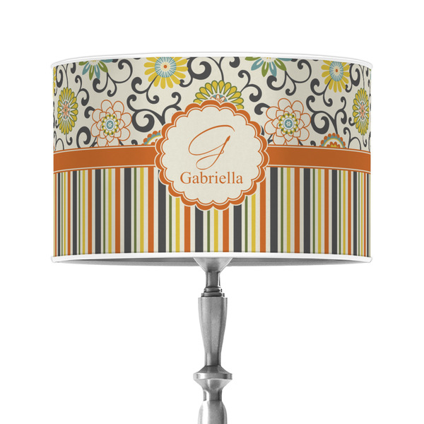 Custom Swirls, Floral & Stripes 12" Drum Lamp Shade - Poly-film (Personalized)