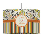 Swirls, Floral & Stripes 12" Drum Pendant Lamp - Fabric (Personalized)
