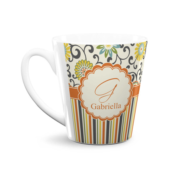 Swirls, Floral & Stripes 12 Oz Latte Mug - Front