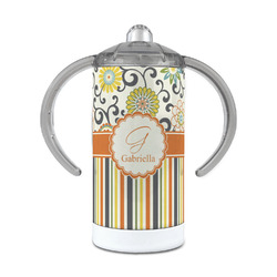 Swirls, Floral & Stripes 12 oz Stainless Steel Sippy Cup (Personalized)