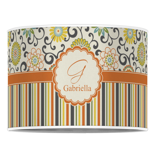 Swirls, Floral & Stripes 16" Drum Lampshade - FRONT (Poly Film)