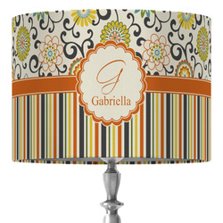 Swirls, Floral & Stripes 16" Drum Lamp Shade - Fabric (Personalized)