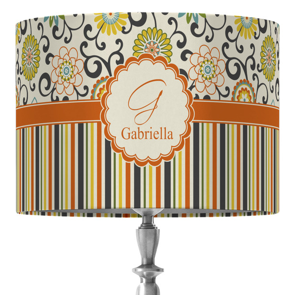 Custom Swirls, Floral & Stripes 16" Drum Lamp Shade - Fabric (Personalized)
