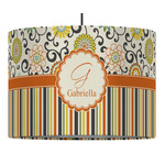 Swirls, Floral & Stripes 16" Drum Pendant Lamp - Fabric (Personalized)