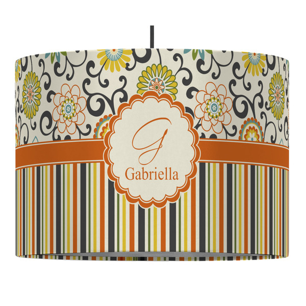 Swirls, Floral & Stripes 16" Drum Lampshade - PENDANT (Fabric)