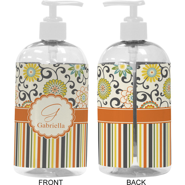 Swirls, Floral & Stripes 16 oz Plastic Liquid Dispenser- Approval- White
