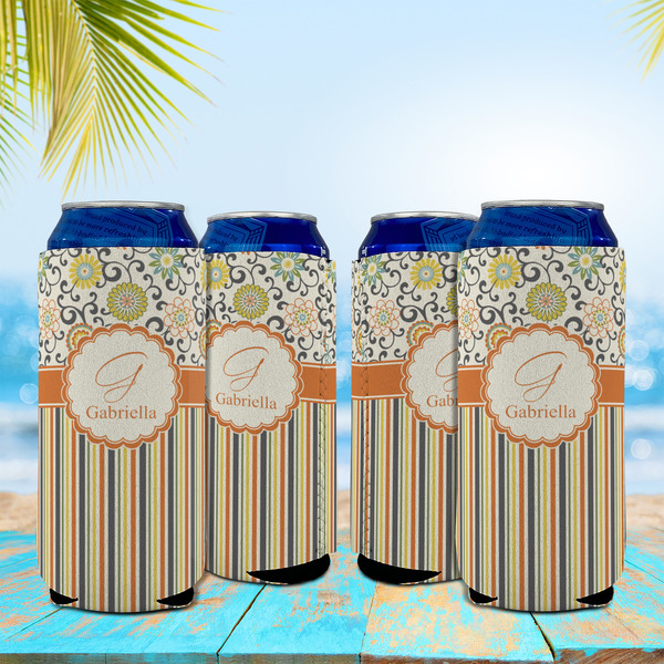 Swirls, Floral & Stripes 16oz Can Sleeve - Set of 4 - LIFESTYLE