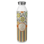 Swirls, Floral & Stripes 20oz Stainless Steel Water Bottle - Full Print (Personalized)