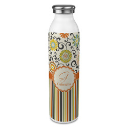Swirls, Floral & Stripes 20oz Stainless Steel Water Bottle - Full Print (Personalized)