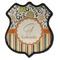 Swirls, Floral & Stripes Iron On Shield Patch C w/ Name and Initial