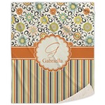 Swirls, Floral & Stripes Sherpa Throw Blanket - 60"x80" (Personalized)
