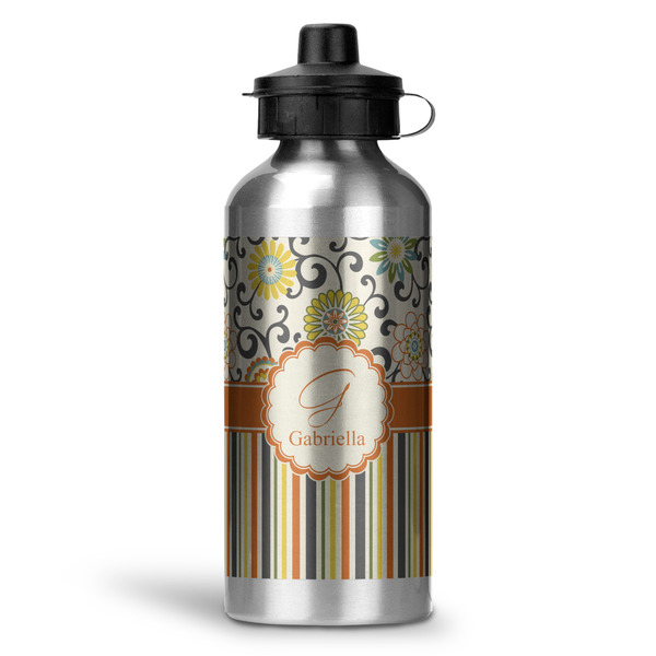 Custom Swirls, Floral & Stripes Water Bottles - 20 oz - Aluminum (Personalized)