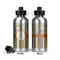 Swirls, Floral & Stripes Aluminum Water Bottle - Front and Back